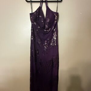 Speechless Deep Purple Sequin Halter Dress